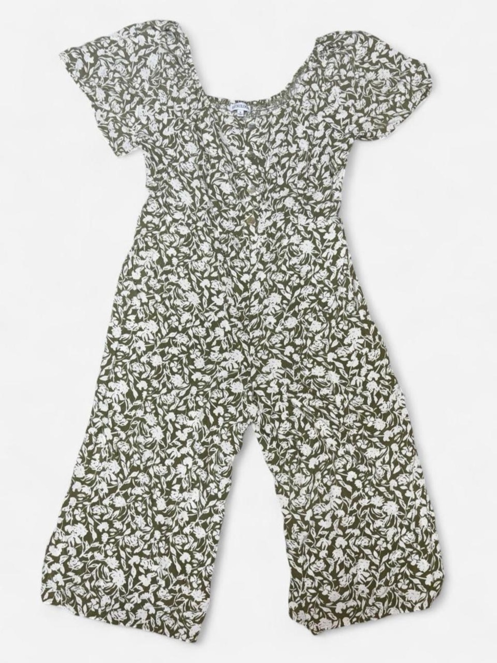 Luxology Plus Size Olive Green Floral Cropped Jumpsuit
